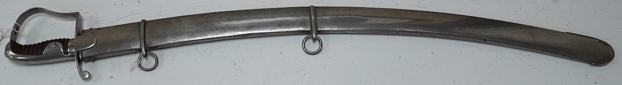 A 1796 pattern light cavalry trooper’s sword in steel scabbard, blade 82cm. Condition - good, cleaned